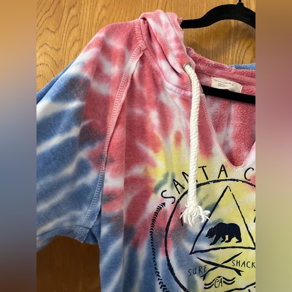 Ocean Drive tie dye Santa Cruz split neck hoodie L - Picture 2 of 6